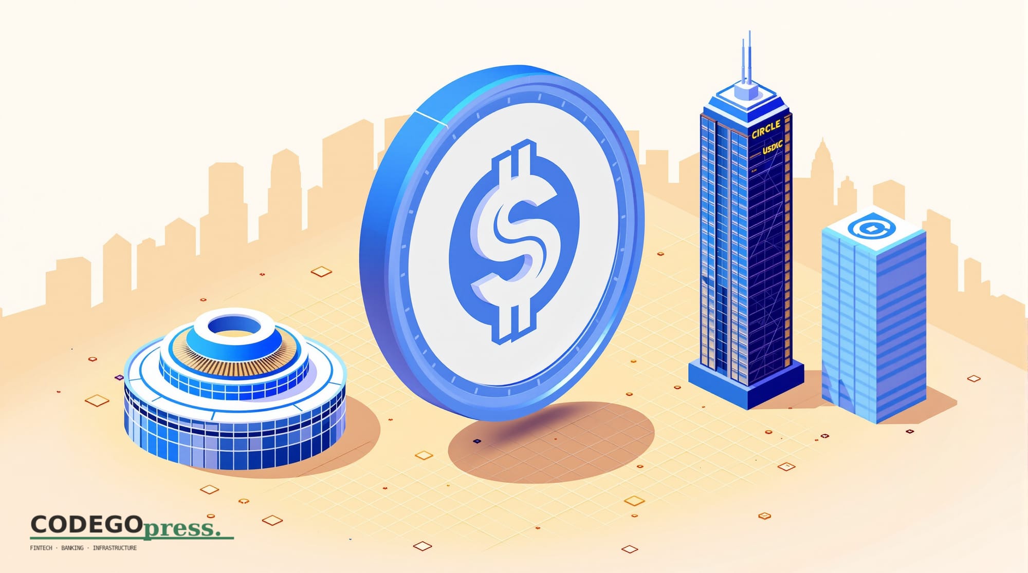 Large USDC stablecoin coin rendered in blue and white in centre, <a href="https://www.meta.com" target="_blank" rel="noopener