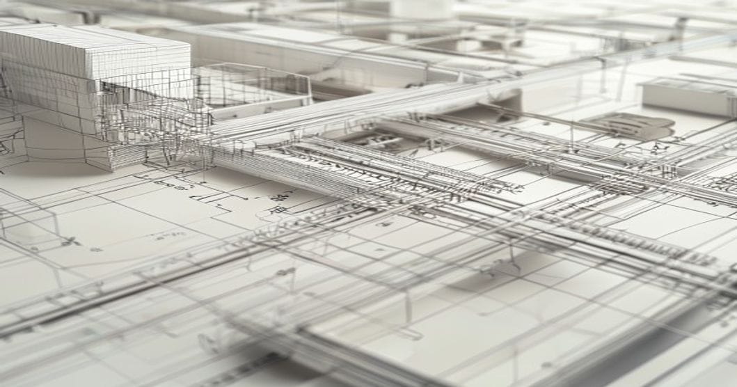 Layered architectural diagram showing legacy banking infrastructure merged with modern digital rails, neutral tones, no peopl