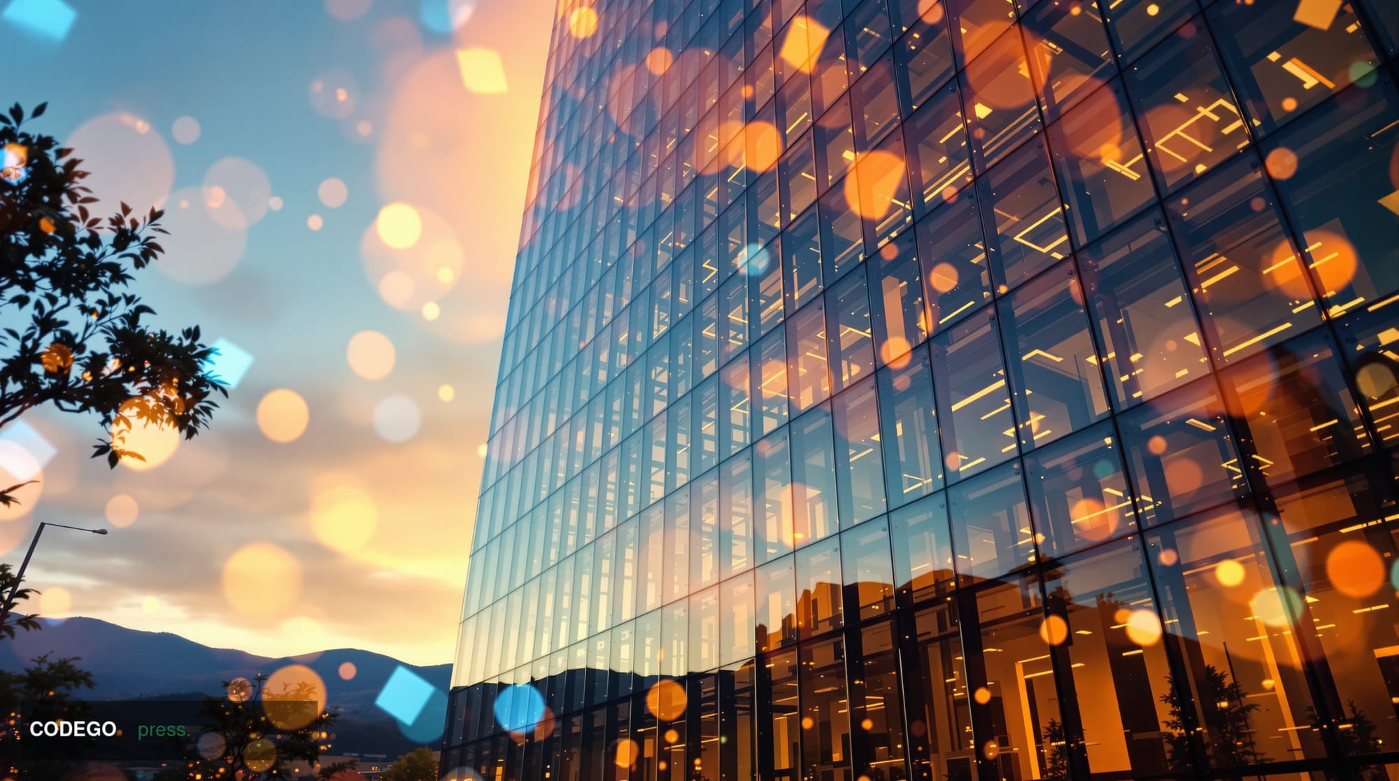 A cinematic editorial photograph showing the sleek modern glass facade of Andreessen Horowitz's Menlo Park headquarters in Si