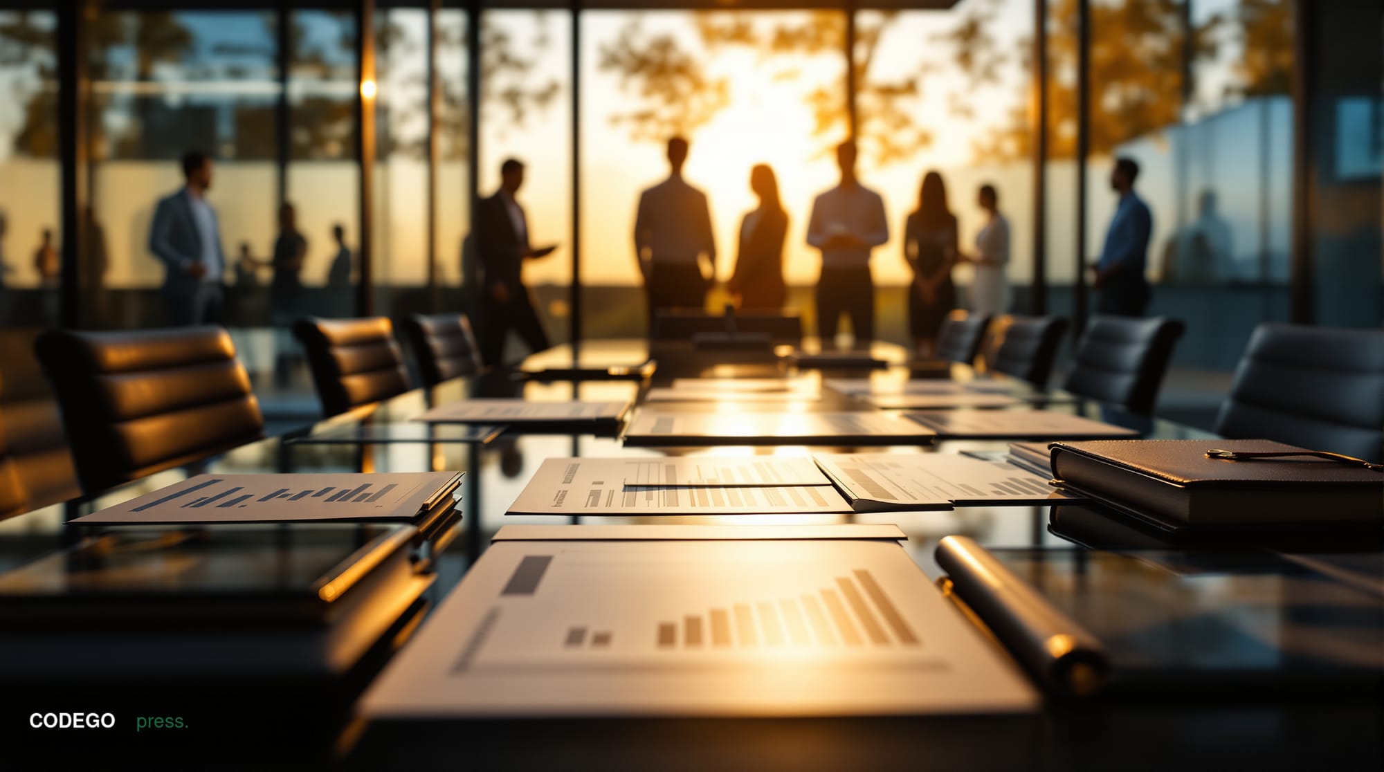 <Photorealistic editorial news photograph of a modern Silicon Valley venture capital office interior during golden hour, shot