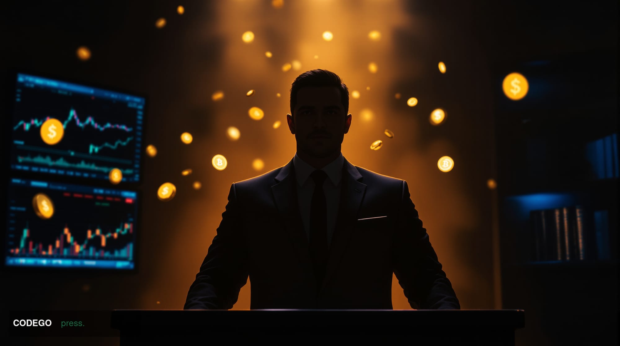 A cinematic editorial photograph showing a dramatic split composition representing the duality of entertainment and serious f
