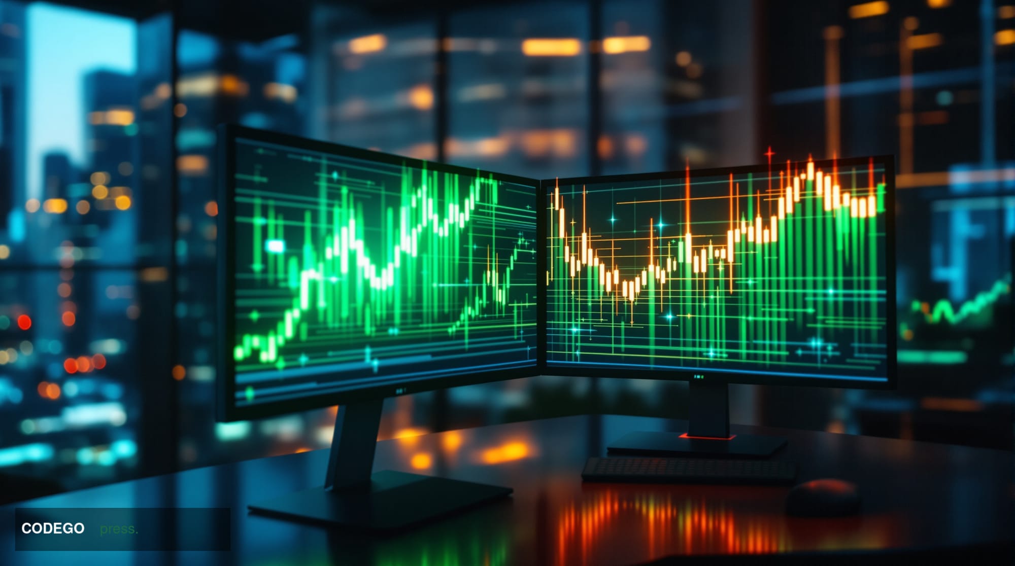 A photorealistic editorial photograph capturing Bitcoin's market resilience at the $77,000 level. The scene shows a modern cr
