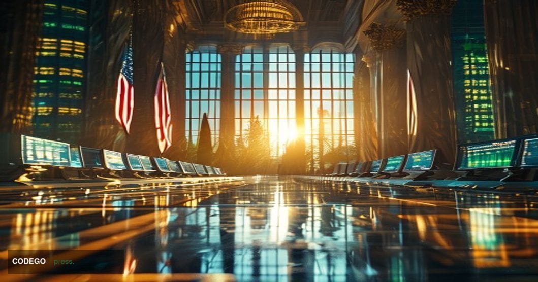 A dramatic photorealistic editorial photograph capturing the intersection of geopolitics and cryptocurrency markets. The scen