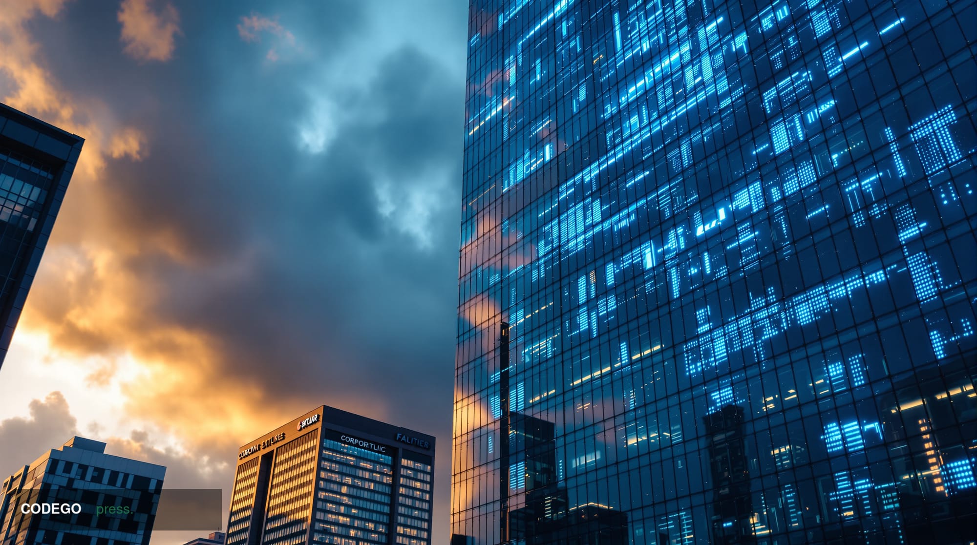A photorealistic editorial photograph showing the stark contrast between two major cryptocurrency exchange environments. The 
