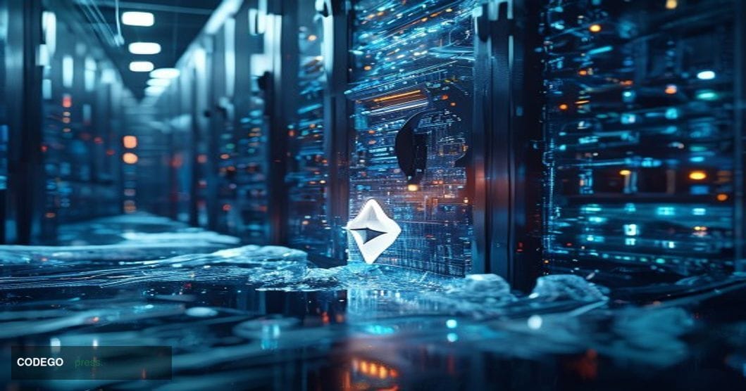 # Image Prompt

A dramatic cinematic photograph showing a frozen digital vault or server farm with crystalline ice formations