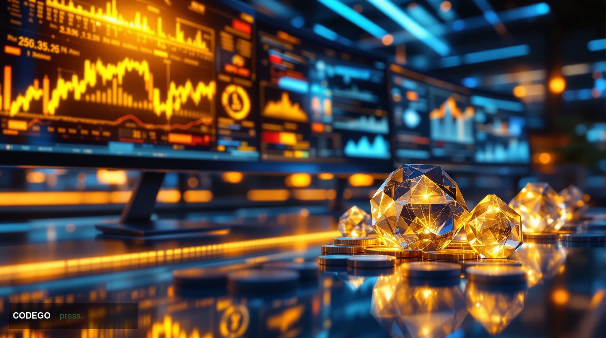 A photorealistic editorial photograph showcasing the DeFi ecosystem's financial maturation, captured in cinematic 8K quality 
