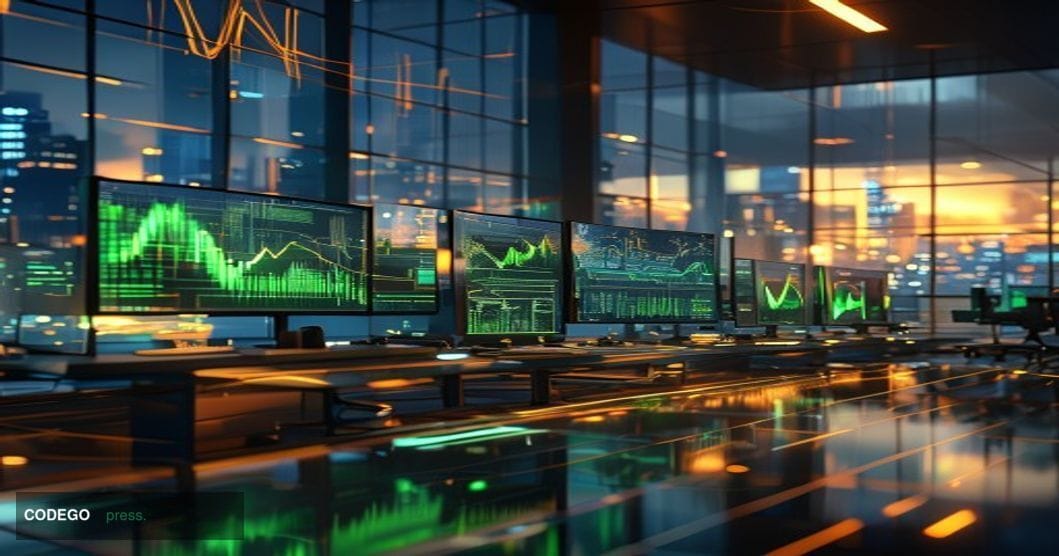 A photorealistic 8K editorial photograph showcasing the divergent paths in cryptocurrency markets during the year-end period.