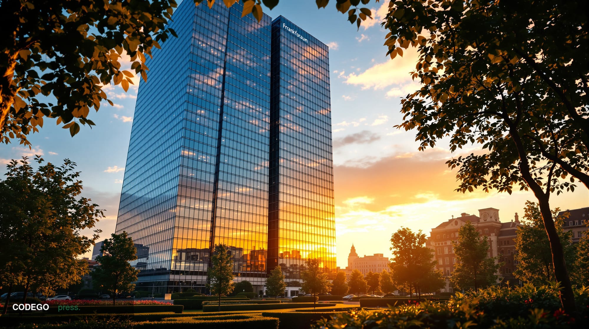 A cinematic editorial photograph of the <a href="https://www.ecb.europa.eu" target="_blank" rel="noopener">European Central B