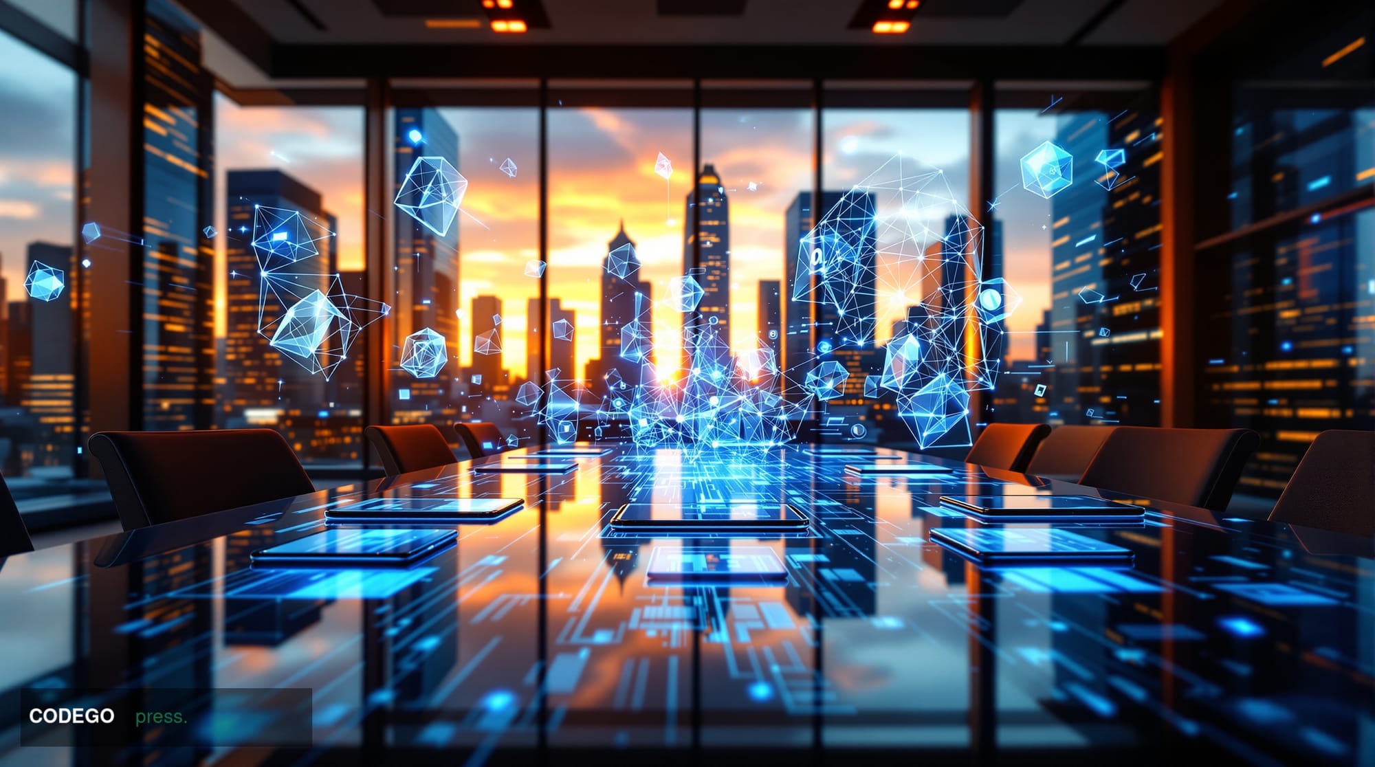 A cinematic editorial photograph capturing the intersection of social media influence and AI-powered search. The scene shows 