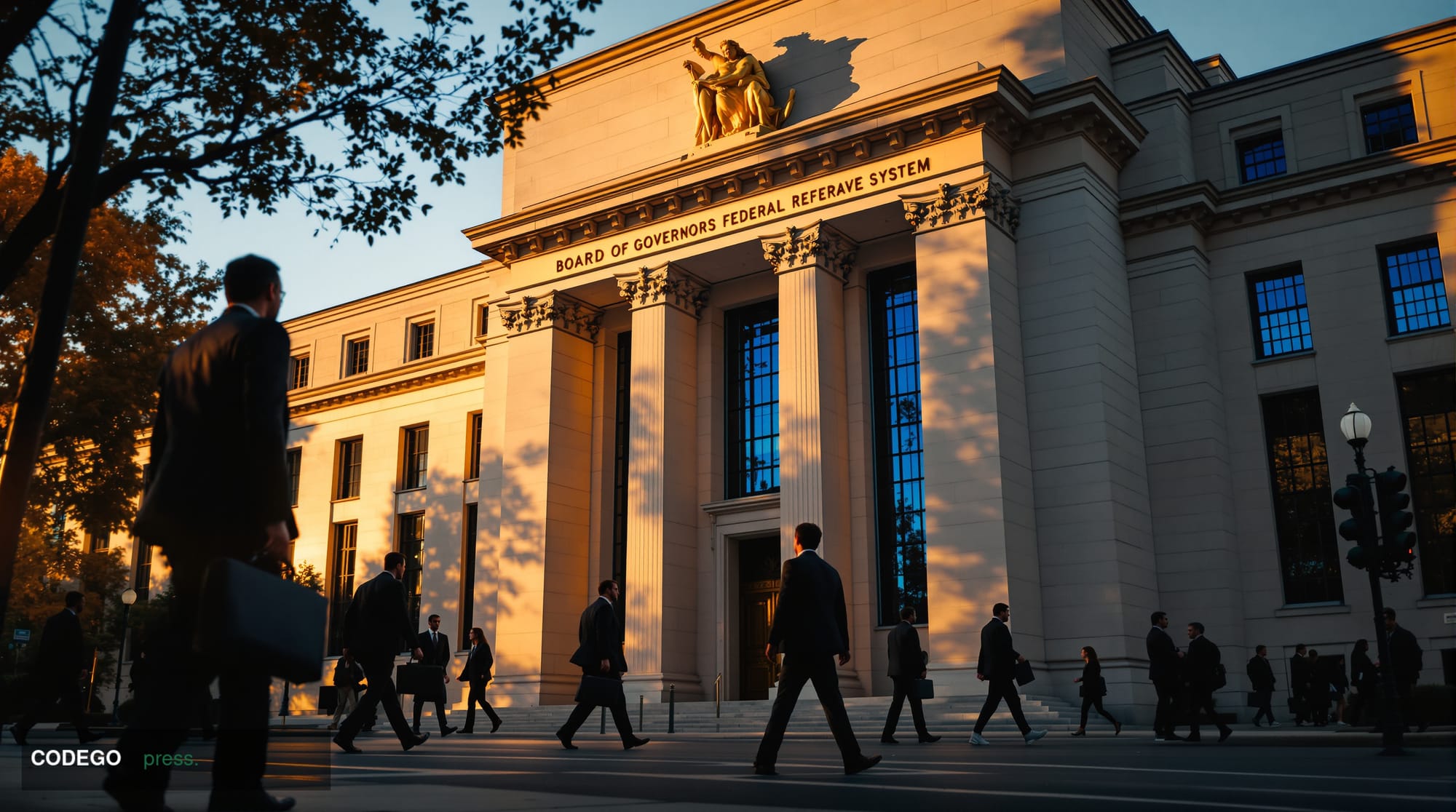 A cinematic editorial photograph capturing the intersection of traditional banking and regulatory oversight in corporate lend