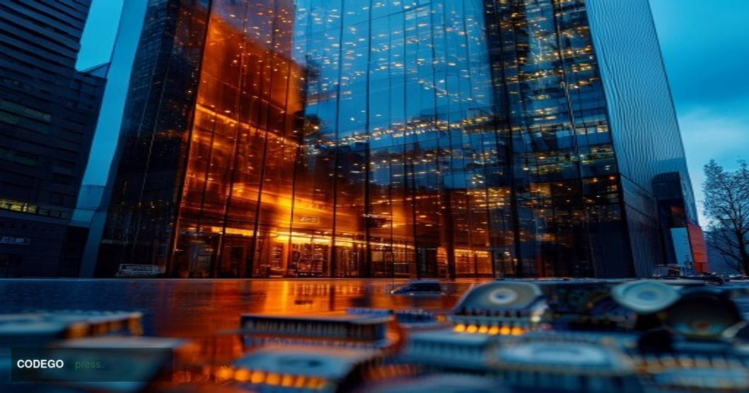 A cinematic editorial photograph of <a href="https://www.goldmansachs.com" target="_blank" rel="noopener">Goldman Sachs</a>' 