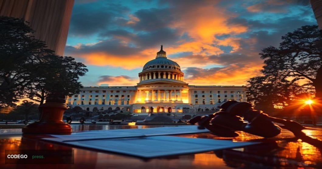 A cinematic editorial photograph of the Texas State Capitol building in Austin during golden hour, with dramatic chiaroscuro 