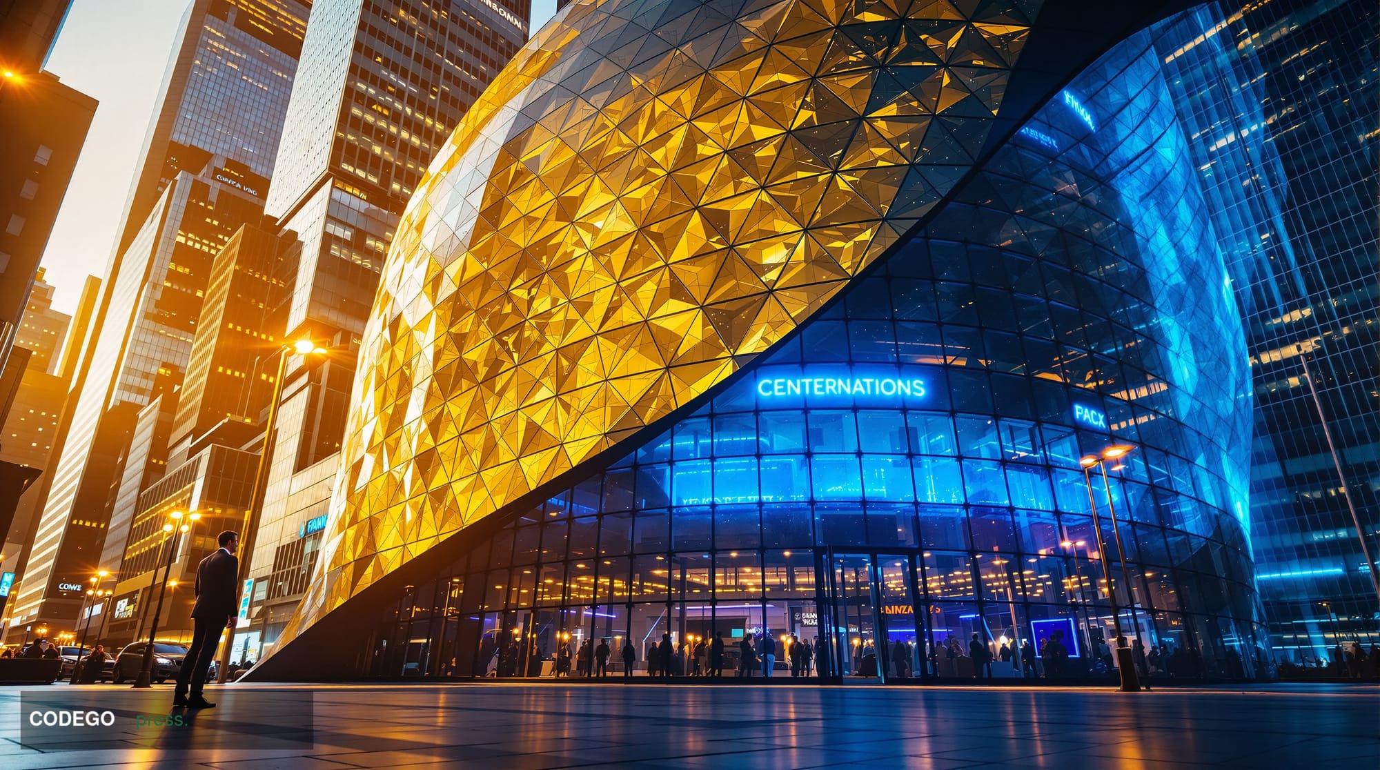 A cinematic editorial news photograph capturing the dramatic contrast between traditional and decentralized finance. The fore