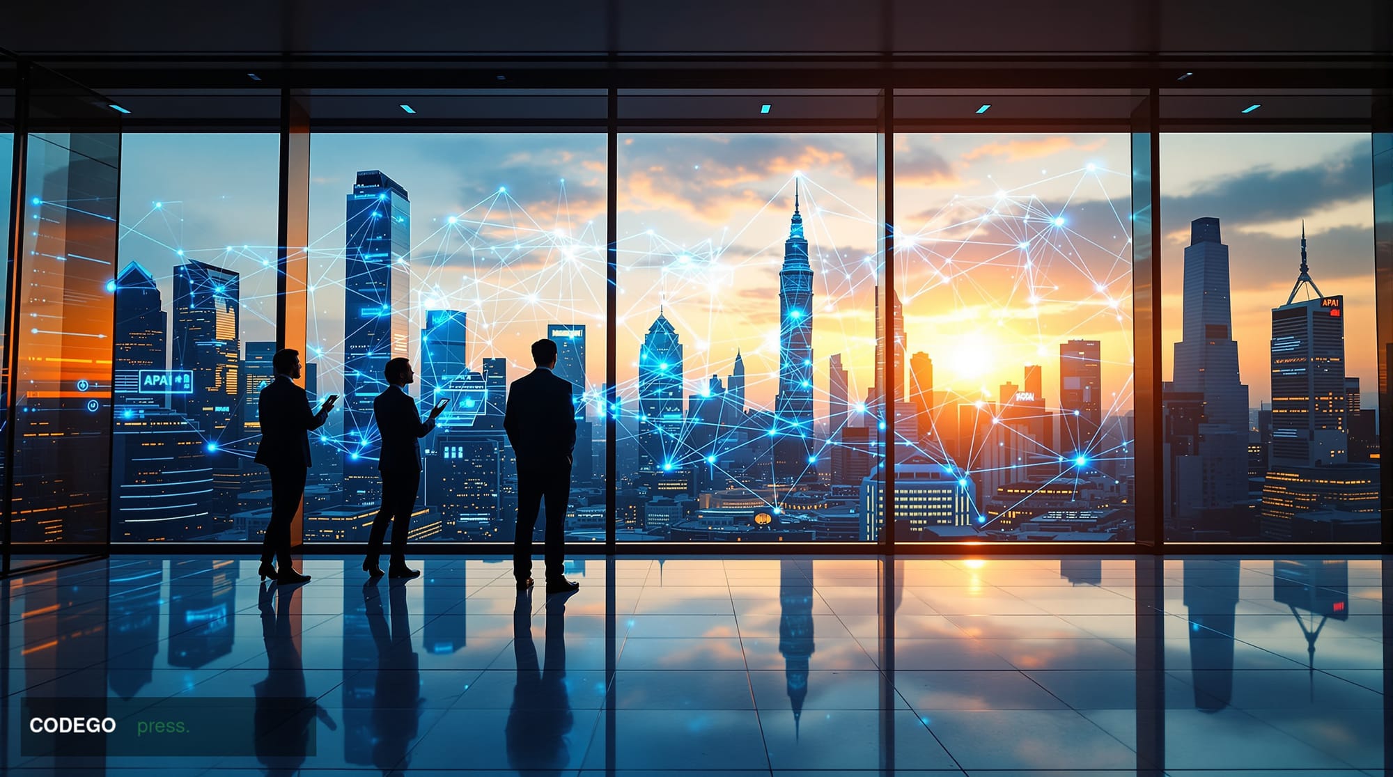 A cinematic editorial photograph showcasing the convergence of traditional finance and blockchain infrastructure in the Asia-