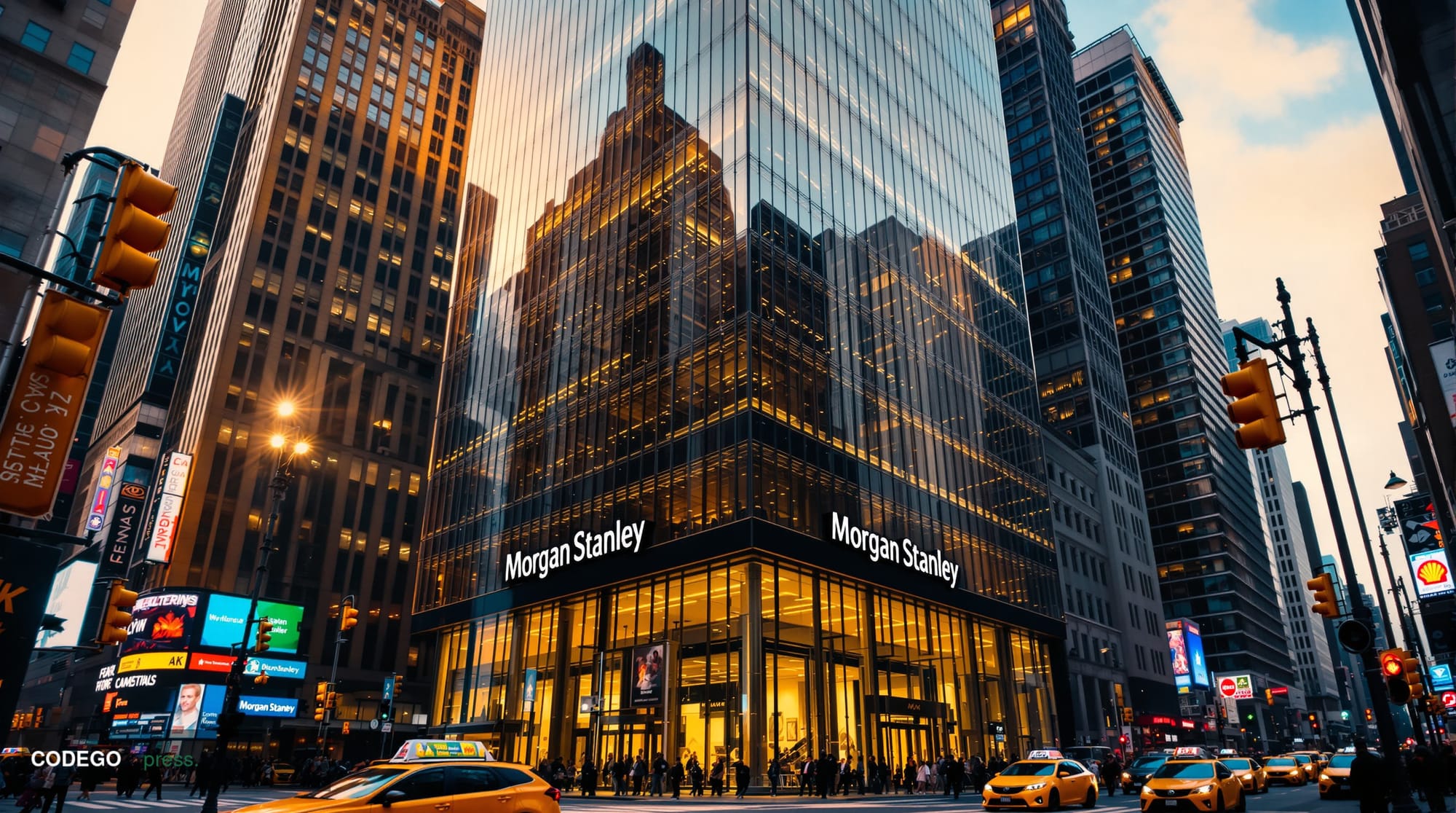 A cinematic editorial photograph of <a href="https://www.morganstanley.com" target="_blank" rel="noopener">Morgan Stanley</a>