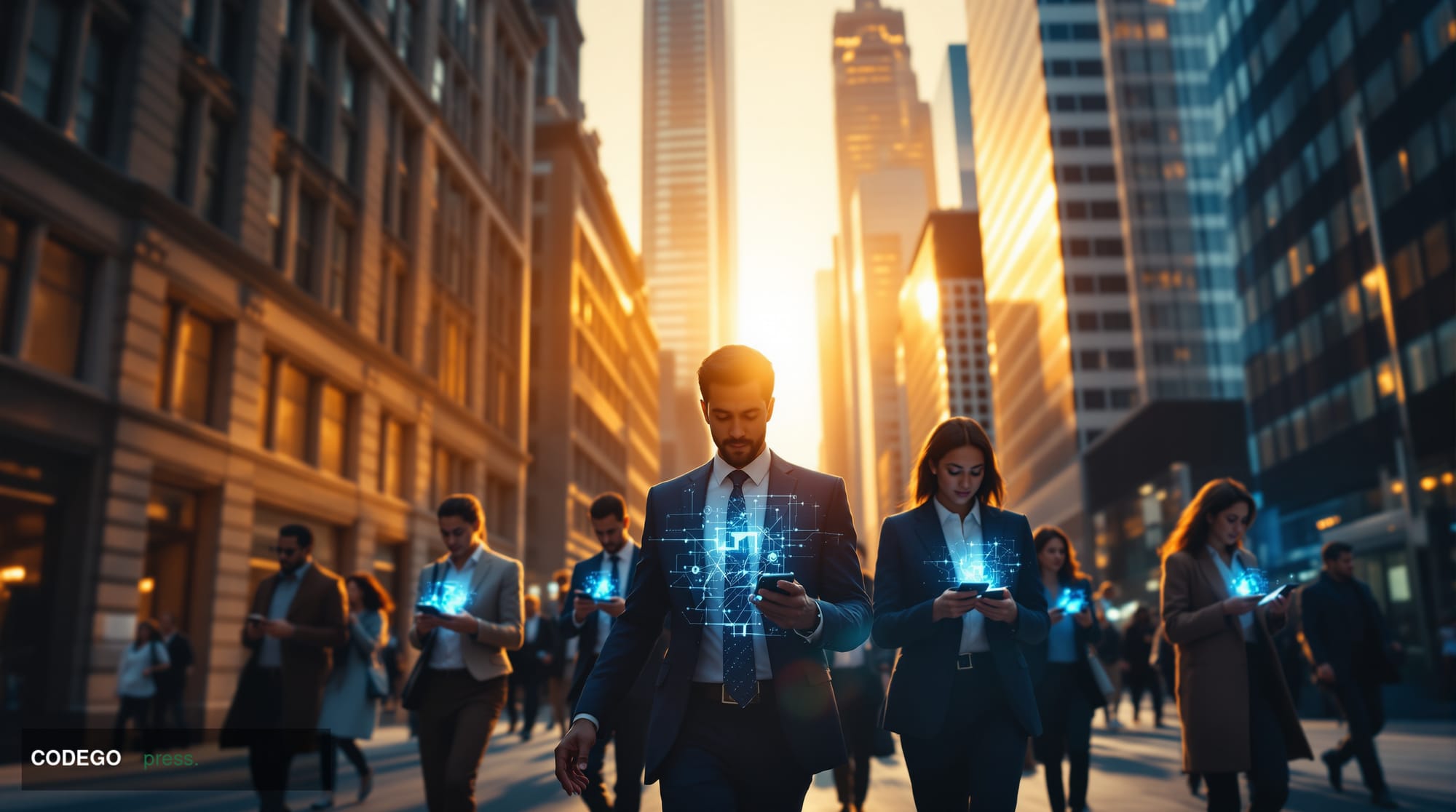 A cinematic editorial photograph capturing the intersection of traditional American finance and emerging cryptocurrency adopt