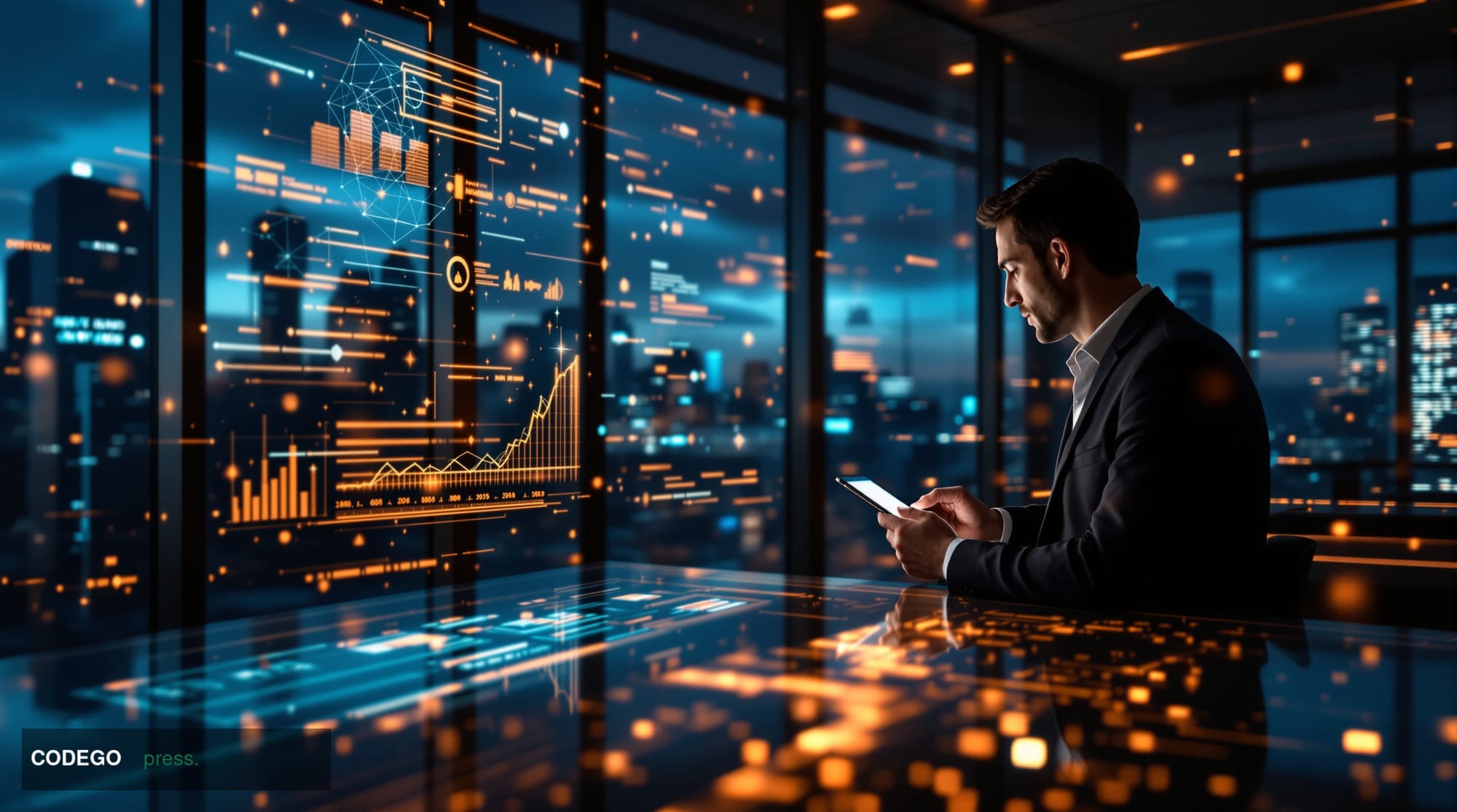 A cinematic editorial photograph capturing the essence of real-time payment transformation in modern banking. The scene shows