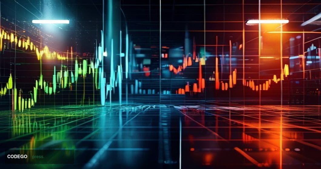 A dramatic split-screen composition showing three distinct financial market scenarios photographed in hyper-realistic 8K qual
