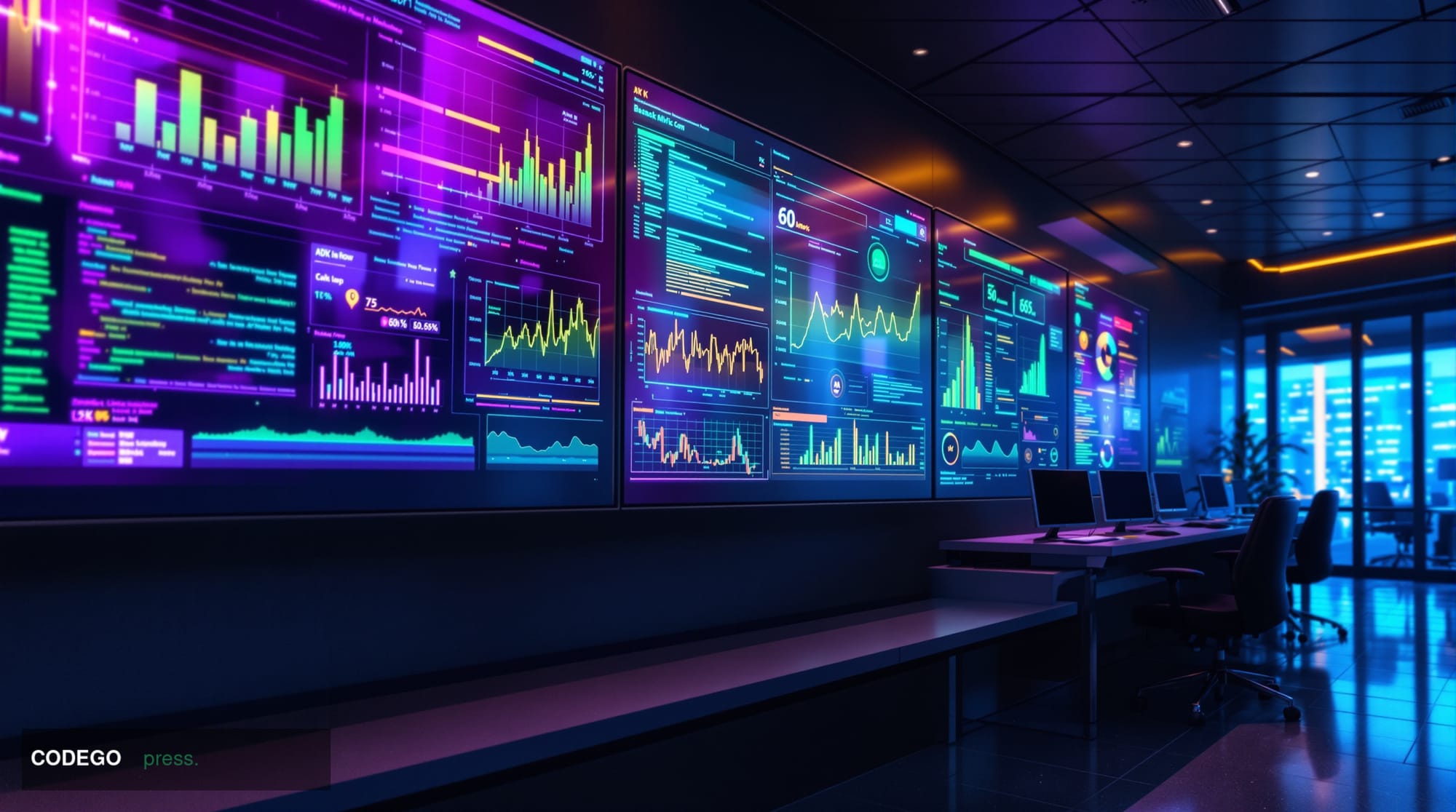 A photorealistic editorial photograph showing Solana's distinctive technical architecture visualization in a high-tech enviro
