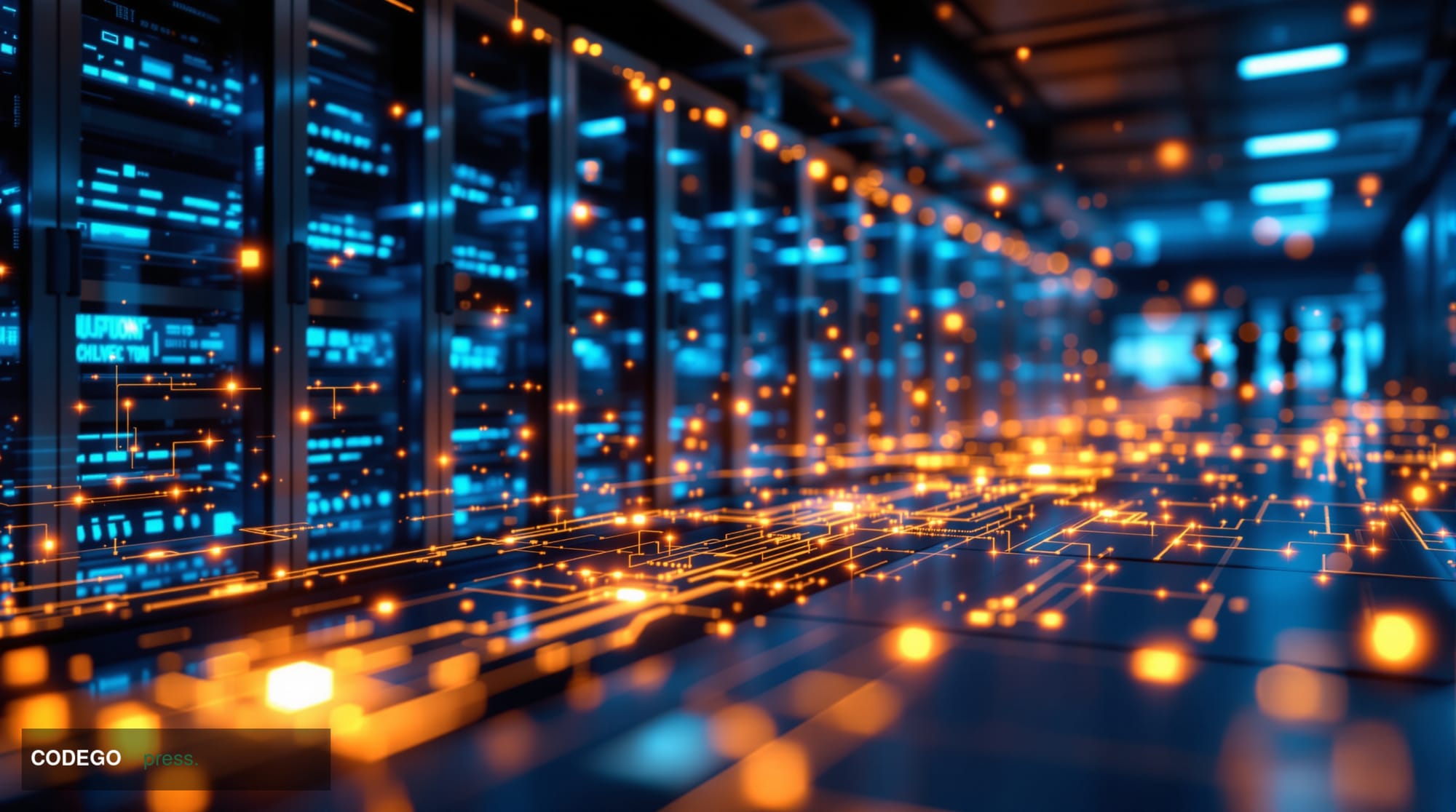 A cinematic editorial photograph capturing the intersection of artificial intelligence and cryptocurrency infrastructure. The