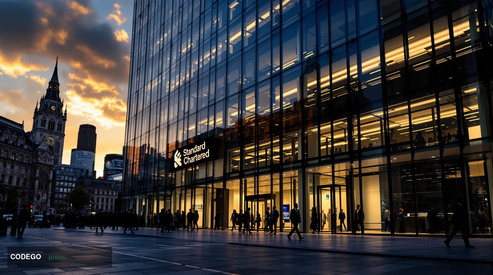 A cinematic editorial photograph of <a href="https://www.sc.com" target="_blank" rel="noopener">Standard Chartered</a>'s dist