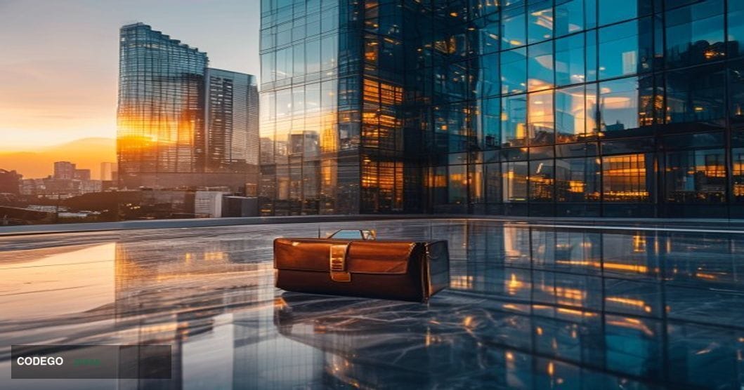 A dramatic photorealistic editorial photograph capturing the tension of corporate Bitcoin movement in the financial markets. 