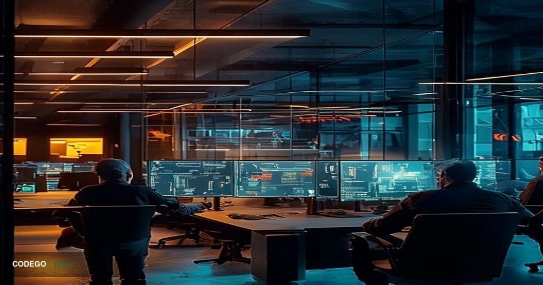 A dramatic photorealistic editorial photograph capturing the Sui blockchain network operations center during a critical incid