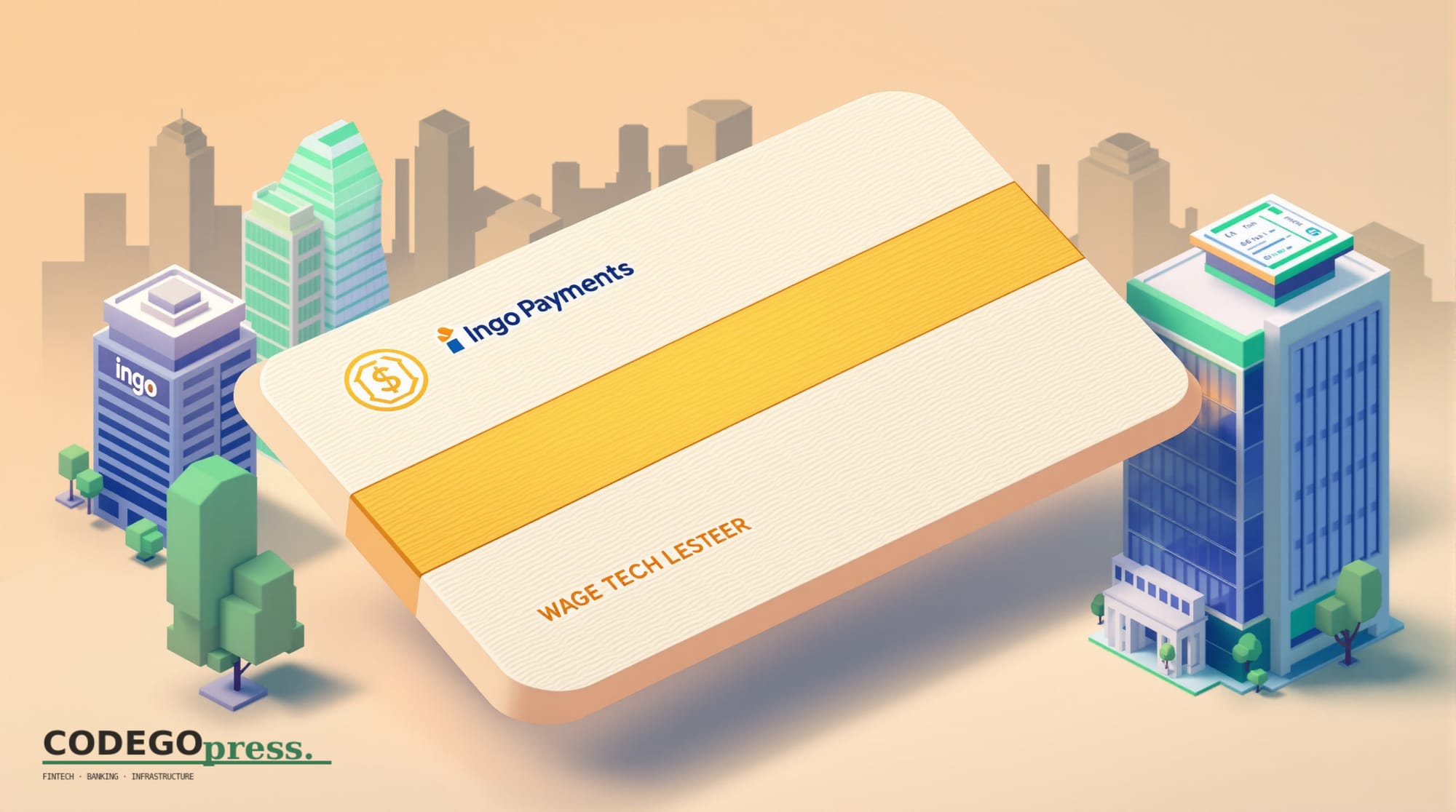 Large embossed payroll card with gold accent stripe in centre, <a href="https://www.ingopaymers.com" target="_blank" rel="noo