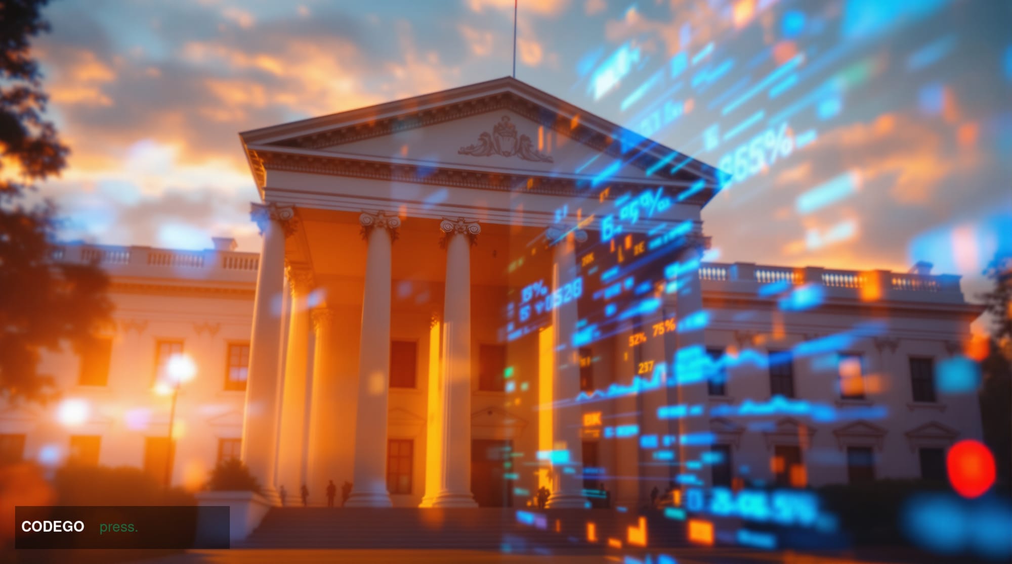 A cinematic editorial photograph capturing the intersection of traditional finance regulation and emerging prediction markets