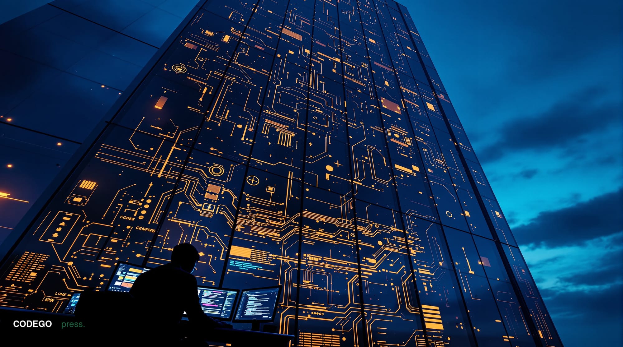 A cinematic editorial photograph capturing the duality of cybersecurity protection in the DeFi space, shot from a dramatic lo