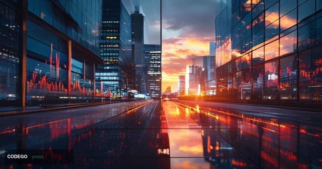A photorealistic 8K editorial photograph capturing the tension in cryptocurrency markets through a dramatic split-screen comp
