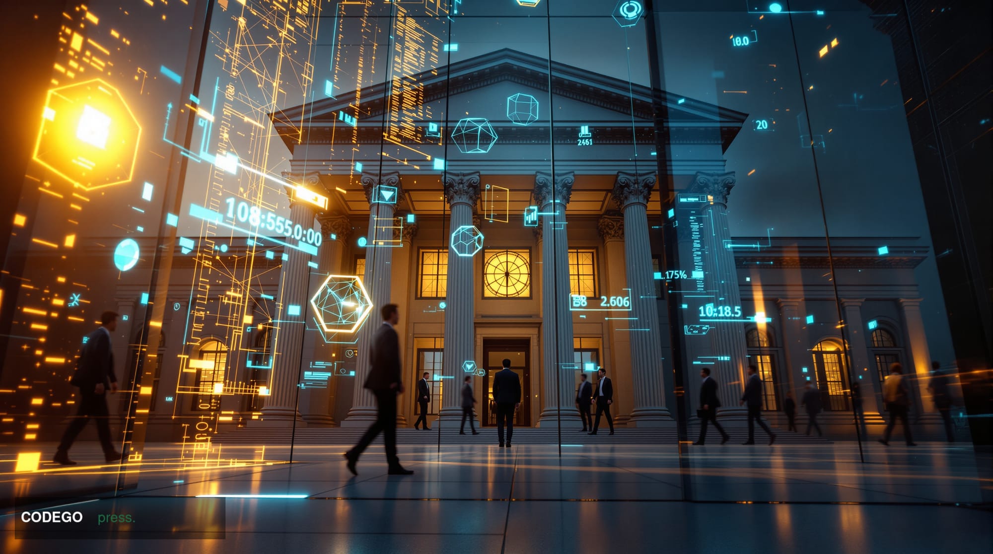A dramatic photorealistic editorial photograph capturing the intersection of cryptocurrency crime and international law enfor