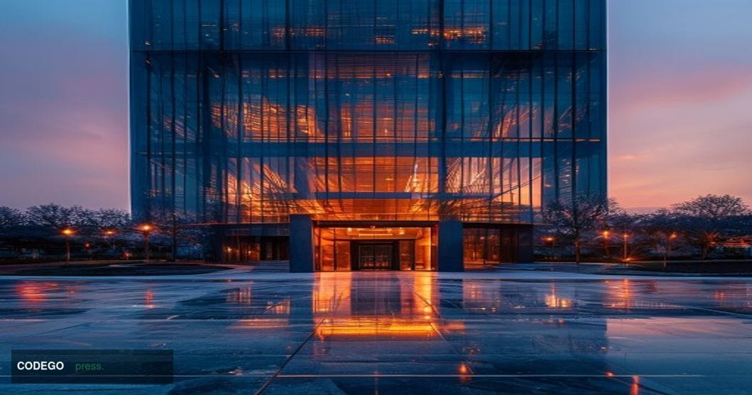 A cinematic editorial photograph of Bank of America's iconic corporate tower in Charlotte, North Carolina, captured during go