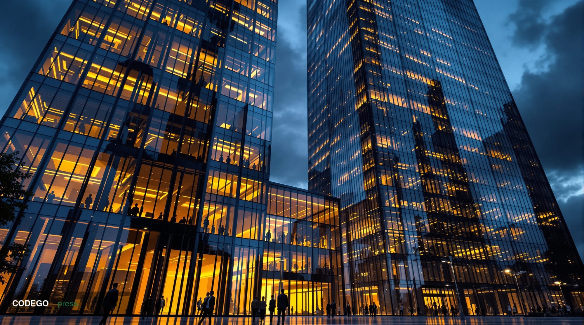 A dramatic photorealistic editorial photograph capturing China's financial regulatory crackdown through the imposing architec