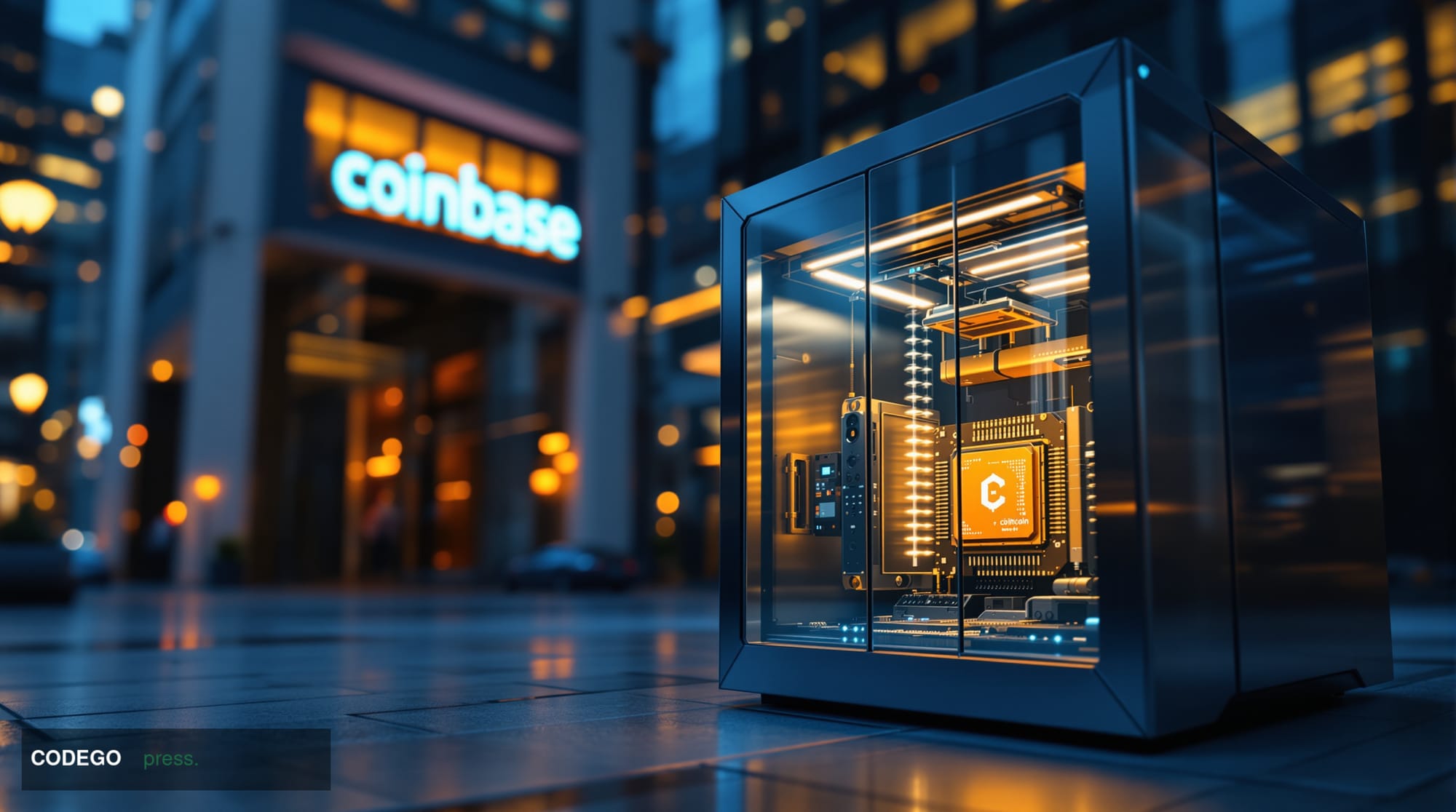 A dramatic photorealistic editorial photograph showcasing the intersection of quantum computing threats and Bitcoin infrastru