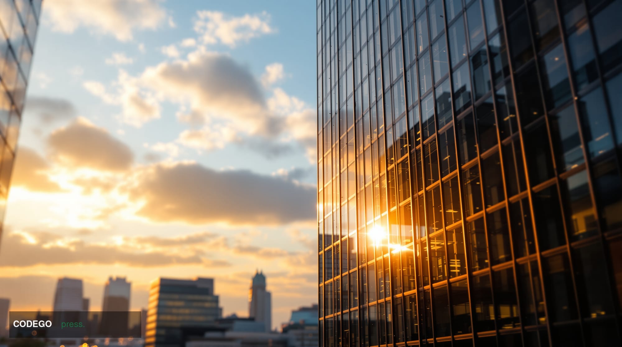 A dramatic editorial photograph of the Financial Conduct Authority's headquarters in London's Canary Wharf financial district