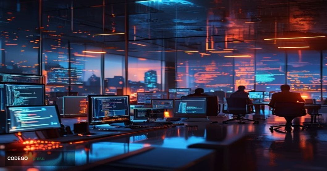 A dramatic photorealistic editorial photograph capturing a cryptocurrency security crisis in progress. The scene shows a mode