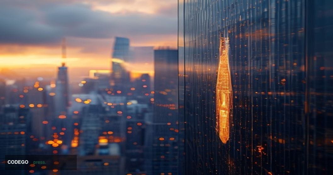 A cinematic editorial photograph showcasing the symbolic unity between New York and European financial regulation. The foregr