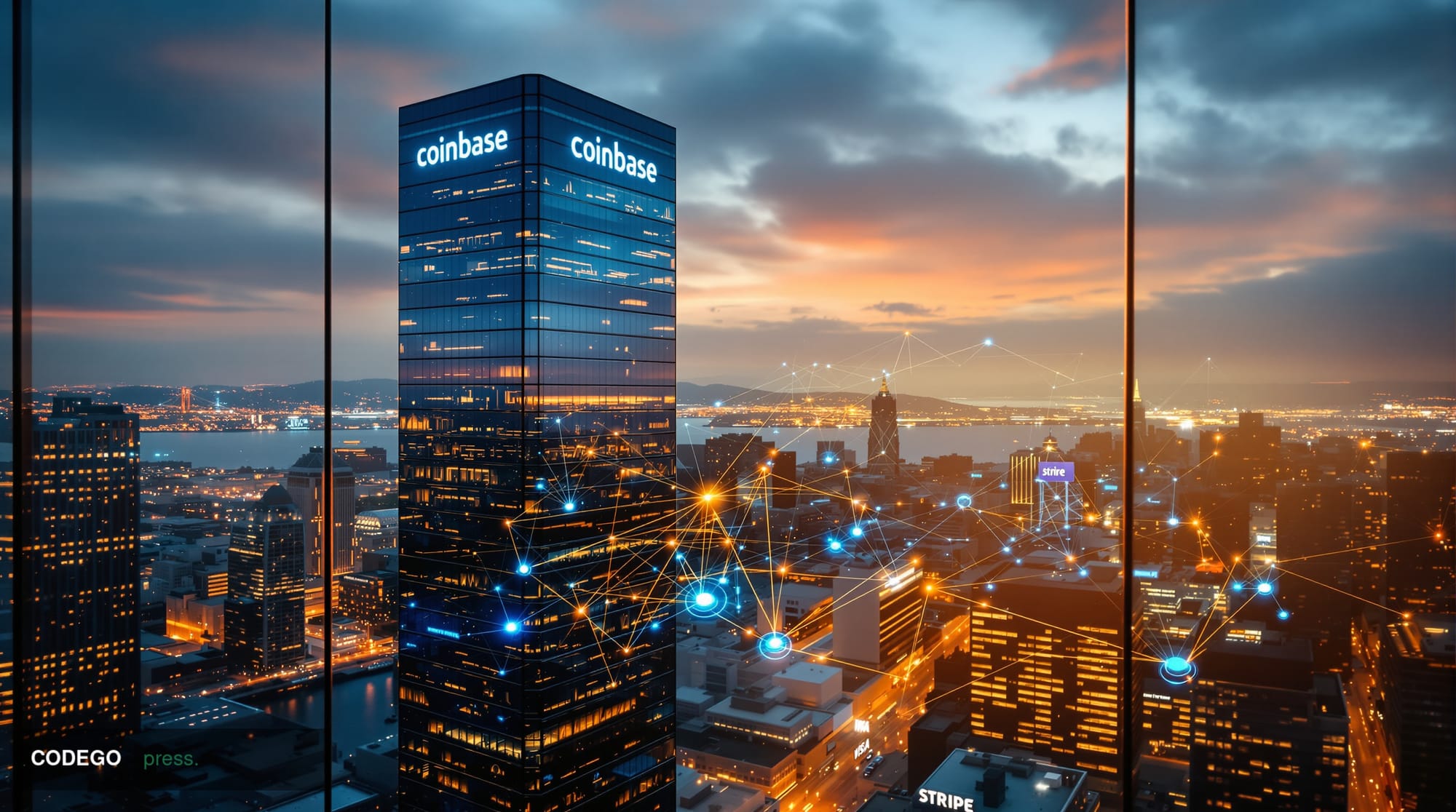 A dramatic aerial view of the iconic corporate headquarters representing this historic consortium: San Francisco's financial 