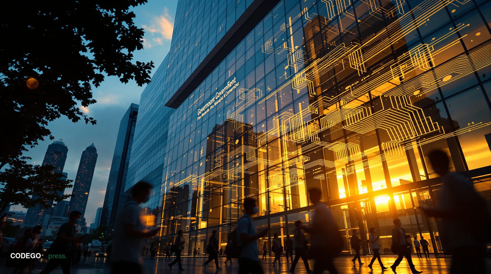 A dramatic editorial photograph showing the modern glass facade of the Philippine Securities and Exchange Commission headquar