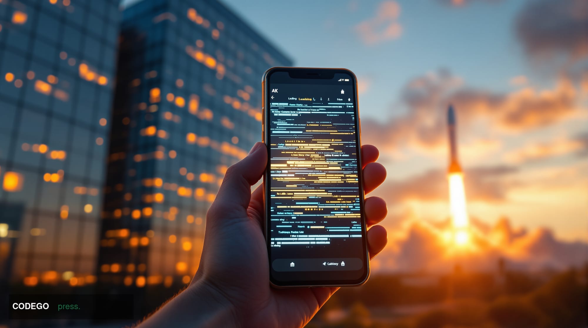A dramatic photorealistic editorial photograph showing the Robinhood headquarters building in Menlo Park, California during g