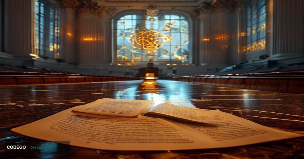A photorealistic cinematic editorial photograph taken inside a grand marble-columned congressional hearing room on Capitol Hi