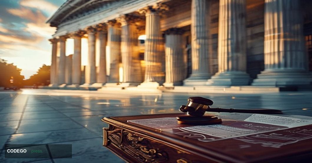 A cinematic editorial photograph of the U.S. Securities and Exchange Commission headquarters in Washington D.C., the iconic n