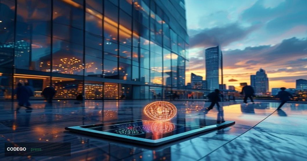 A cinematic editorial photograph capturing the Nairobi Securities Exchange building façade in Nairobi's central business dist