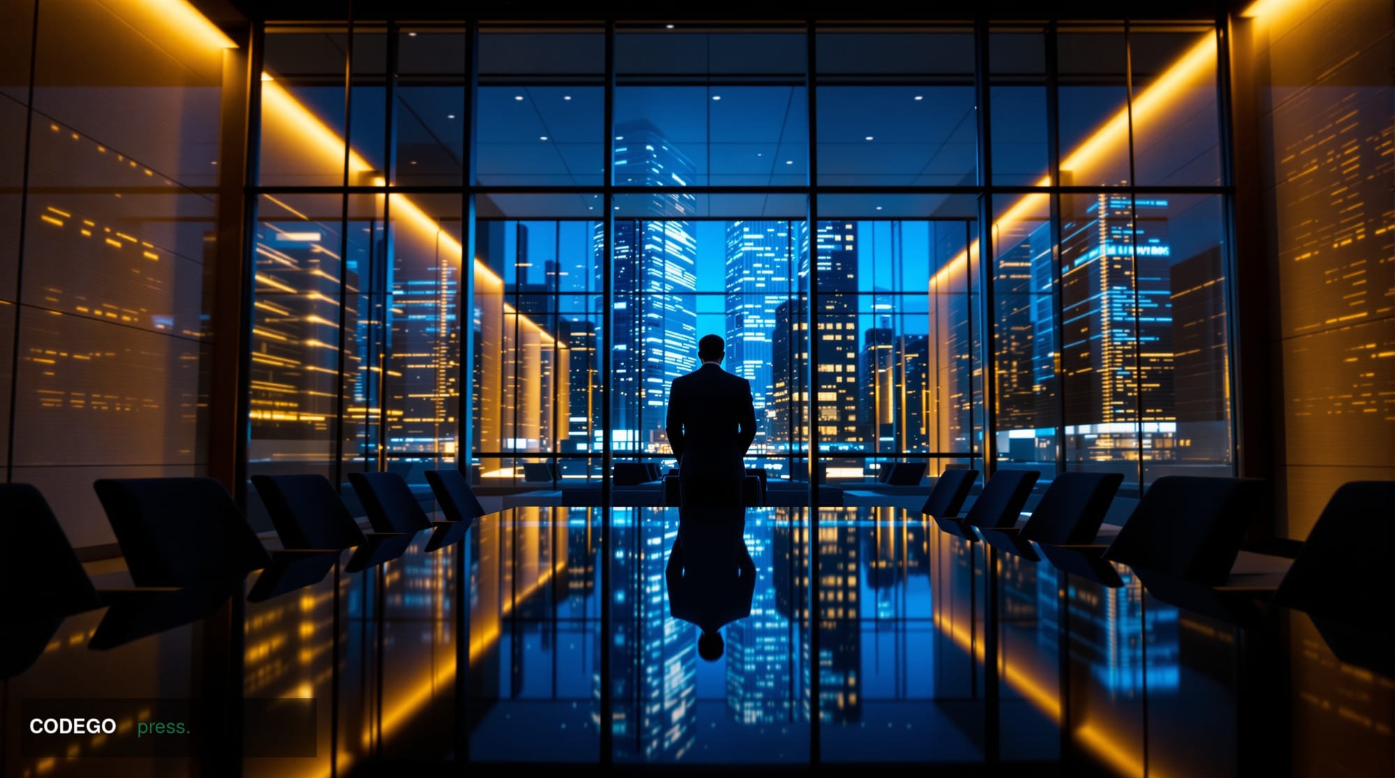 A cinematic editorial photograph set in a sleek, modern crypto exchange operations center, viewed from a low angle looking up
