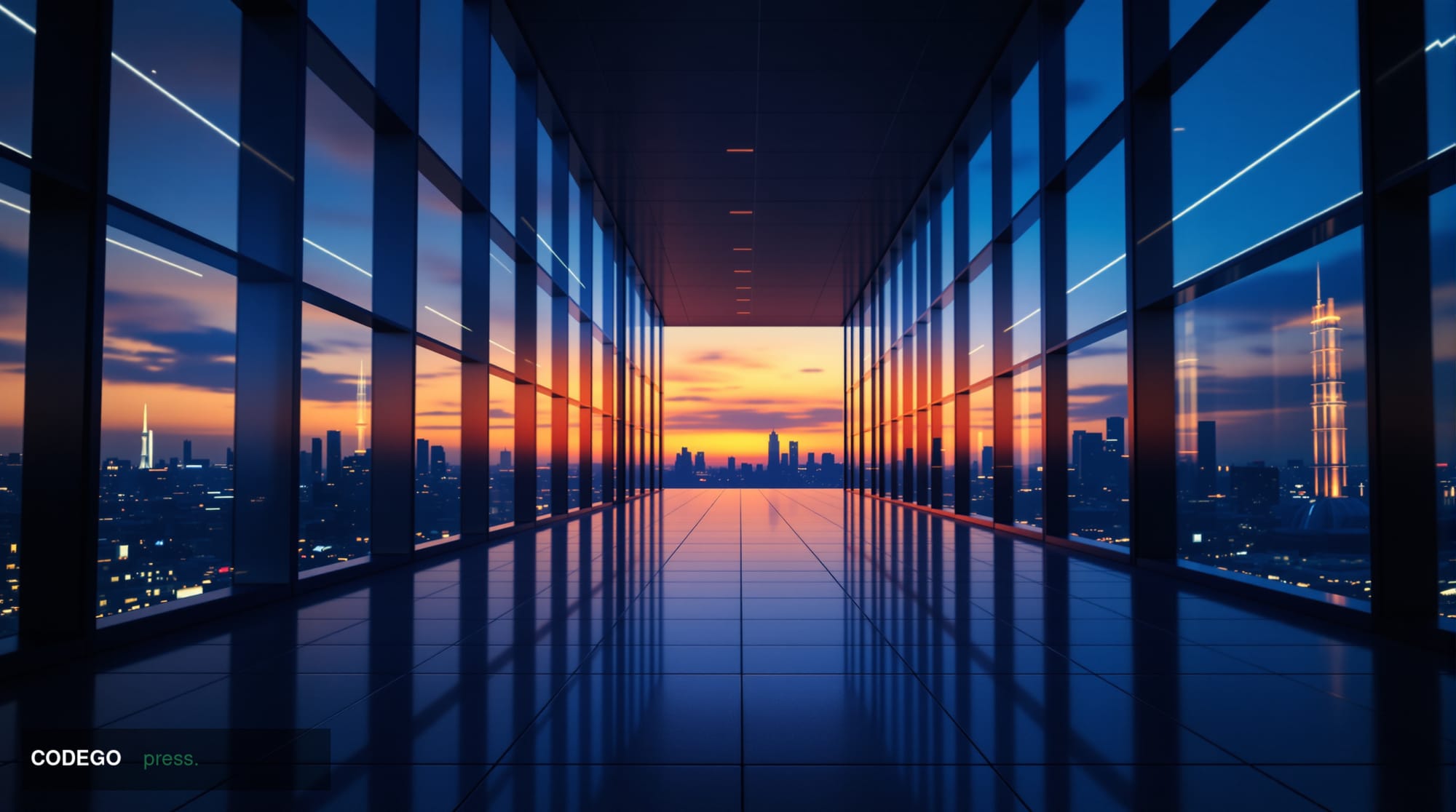 A wide-angle cinematic editorial photograph of a sleek, modern cryptocurrency exchange trading floor environment juxtaposed a