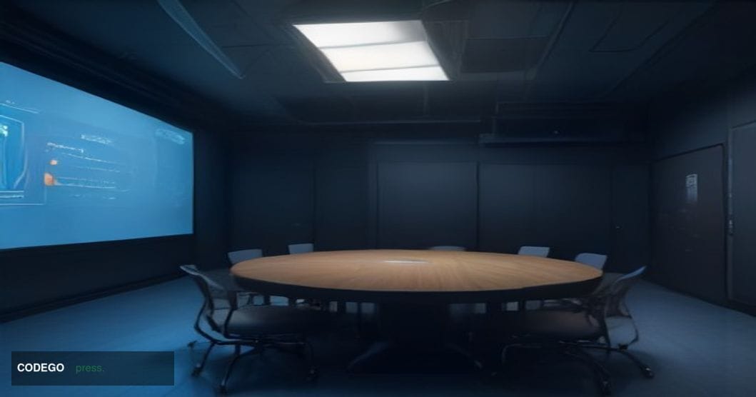 A dramatic cinematic editorial photograph set inside a high-security financial data operations center, with large curved LED 