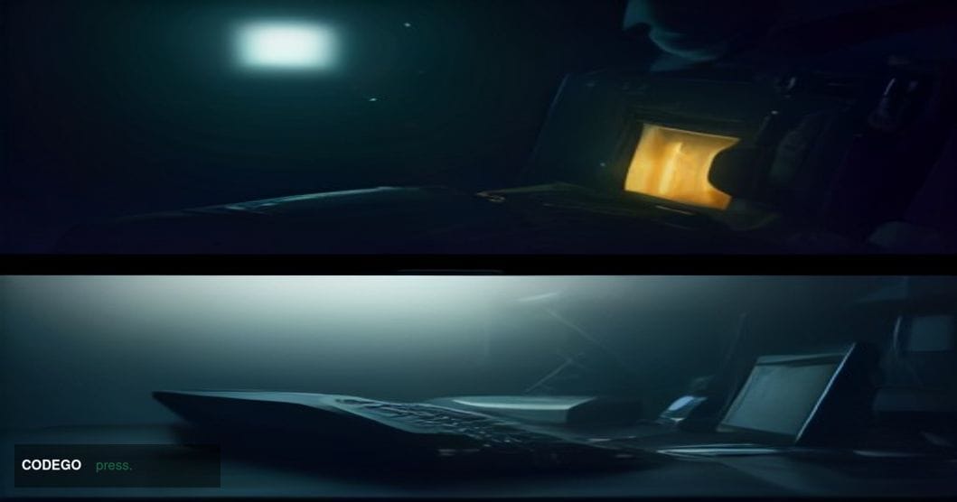 A cinematic editorial photograph set inside a dramatic, dimly lit cryptocurrency hardware wallet operations environment. In t