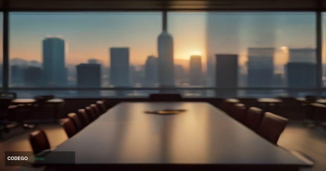 A cinematic editorial photograph set in Hong Kong's financial district, with the iconic skyline of Central visible across Vic