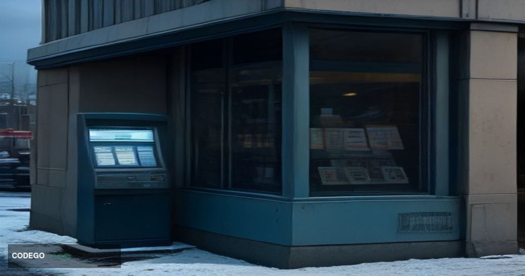 A photorealistic editorial photograph taken at street level in a Minneapolis urban neighborhood, showing a decommissioned cry